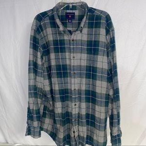 Saddlebred Plaid Button Down Flannel Shirt, Blue/Green, Size XXL